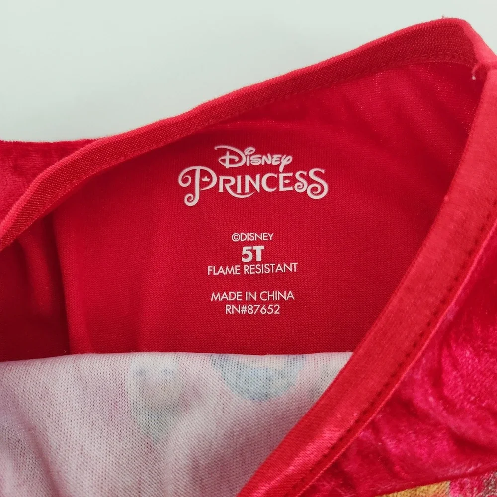 Disney Princess Girls size 5T Red Snowflake Holiday dress Faux Fur Trim - Picture 3 of 10